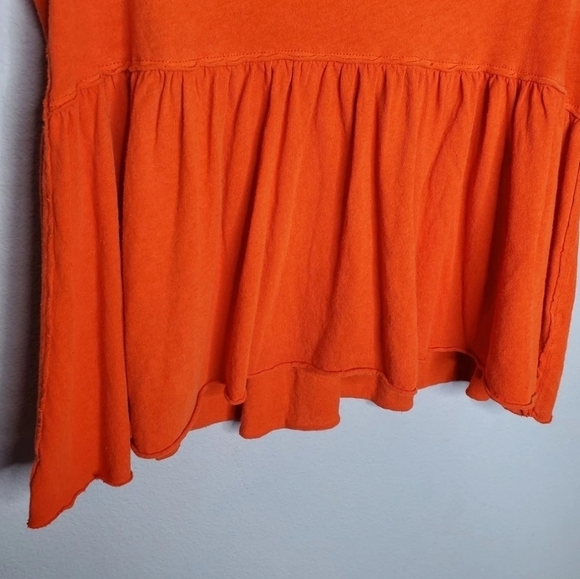 Free People We The Free Orange Distressed Peplum Anytime Tank Top - Picture 6 of 9